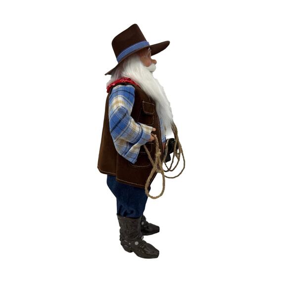 Western Cowboy Santa Holiday Figurine 18" Rope Boots Country Christmas Standing - Picture 5 of 6